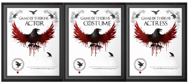 an example of the Game of Thorns Murder Mystery Awards