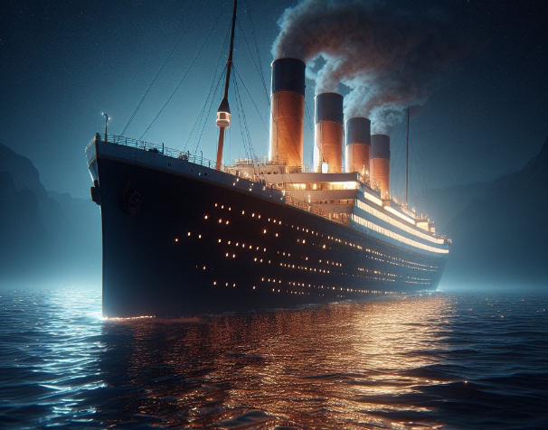 the titanic at night