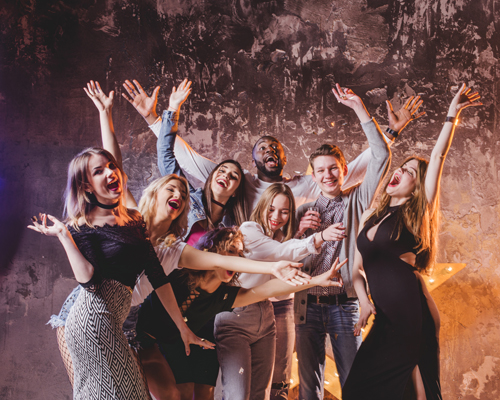Young business people celebrating 
